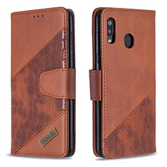 Funda de Cuero Cartera con Soporte Carcasa B03F para Samsung Galaxy A30 Marron