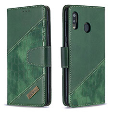 Funda de Cuero Cartera con Soporte Carcasa B03F para Samsung Galaxy A30 Verde