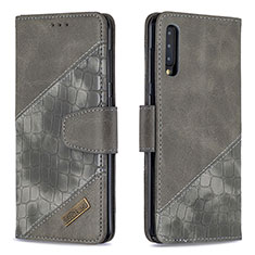 Funda de Cuero Cartera con Soporte Carcasa B03F para Samsung Galaxy A30S Gris Oscuro