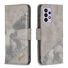 Funda de Cuero Cartera con Soporte Carcasa B03F para Samsung Galaxy A33 5G Gris Oscuro