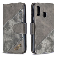 Funda de Cuero Cartera con Soporte Carcasa B03F para Samsung Galaxy A40 Gris Oscuro