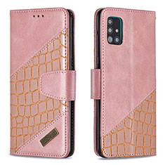 Funda de Cuero Cartera con Soporte Carcasa B03F para Samsung Galaxy A51 5G Oro Rosa