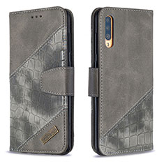 Funda de Cuero Cartera con Soporte Carcasa B03F para Samsung Galaxy A70 Gris Oscuro