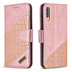 Funda de Cuero Cartera con Soporte Carcasa B03F para Samsung Galaxy A70 Oro Rosa