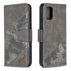 Funda de Cuero Cartera con Soporte Carcasa B03F para Samsung Galaxy A71 5G Gris Oscuro