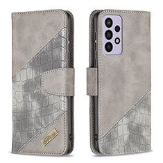 Funda de Cuero Cartera con Soporte Carcasa B03F para Samsung Galaxy A73 5G Gris Oscuro