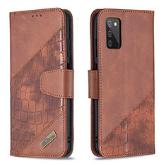 Funda de Cuero Cartera con Soporte Carcasa B03F para Samsung Galaxy F02S SM-E025F Marron