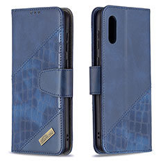 Funda de Cuero Cartera con Soporte Carcasa B03F para Samsung Galaxy M02 Azul