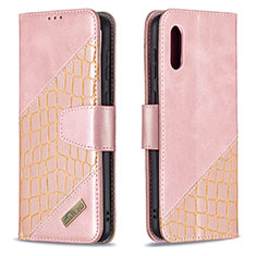 Funda de Cuero Cartera con Soporte Carcasa B03F para Samsung Galaxy M02 Oro Rosa