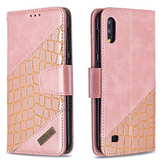 Funda de Cuero Cartera con Soporte Carcasa B03F para Samsung Galaxy M10 Oro Rosa