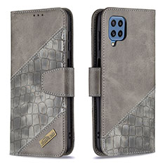 Funda de Cuero Cartera con Soporte Carcasa B03F para Samsung Galaxy M32 4G Gris Oscuro