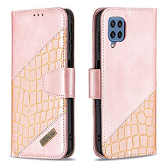 Funda de Cuero Cartera con Soporte Carcasa B03F para Samsung Galaxy M32 4G Oro Rosa