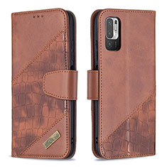 Funda de Cuero Cartera con Soporte Carcasa B03F para Xiaomi POCO M3 Pro 5G Marron