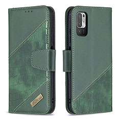 Funda de Cuero Cartera con Soporte Carcasa B03F para Xiaomi POCO M3 Pro 5G Verde