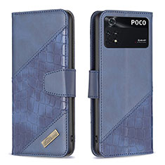 Funda de Cuero Cartera con Soporte Carcasa B03F para Xiaomi Poco M4 Pro 4G Azul