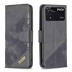 Funda de Cuero Cartera con Soporte Carcasa B03F para Xiaomi Poco M4 Pro 4G Negro