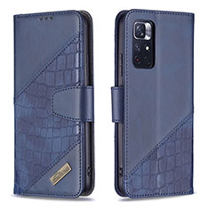 Funda de Cuero Cartera con Soporte Carcasa B03F para Xiaomi Poco M4 Pro 5G Azul