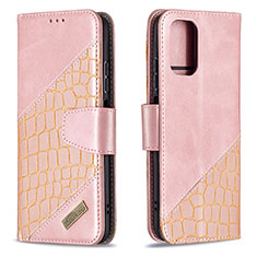 Funda de Cuero Cartera con Soporte Carcasa B03F para Xiaomi Poco M5S Oro Rosa