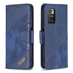 Funda de Cuero Cartera con Soporte Carcasa B03F para Xiaomi Redmi 10 (2022) Azul