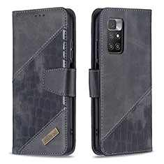 Funda de Cuero Cartera con Soporte Carcasa B03F para Xiaomi Redmi 10 (2022) Negro