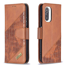 Funda de Cuero Cartera con Soporte Carcasa B03F para Xiaomi Redmi K40 5G Marron