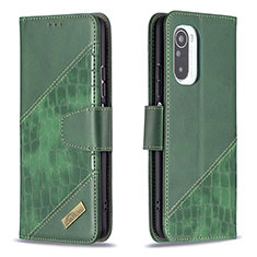 Funda de Cuero Cartera con Soporte Carcasa B03F para Xiaomi Redmi K40 5G Verde