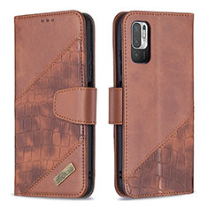 Funda de Cuero Cartera con Soporte Carcasa B03F para Xiaomi Redmi Note 10 5G Marron