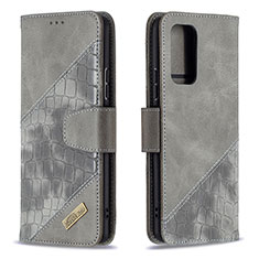 Funda de Cuero Cartera con Soporte Carcasa B03F para Xiaomi Redmi Note 10 Pro 4G Gris Oscuro