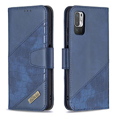 Funda de Cuero Cartera con Soporte Carcasa B03F para Xiaomi Redmi Note 10T 5G Azul