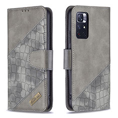 Funda de Cuero Cartera con Soporte Carcasa B03F para Xiaomi Redmi Note 11 5G Gris Oscuro