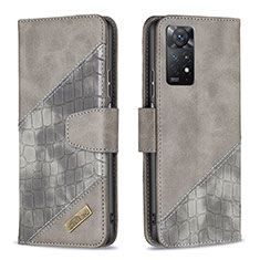 Funda de Cuero Cartera con Soporte Carcasa B03F para Xiaomi Redmi Note 11 Pro 4G Gris Oscuro