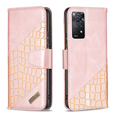 Funda de Cuero Cartera con Soporte Carcasa B03F para Xiaomi Redmi Note 11 Pro 4G Oro Rosa