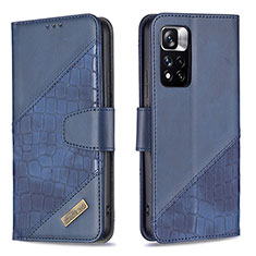 Funda de Cuero Cartera con Soporte Carcasa B03F para Xiaomi Redmi Note 11 Pro+ Plus 5G Azul