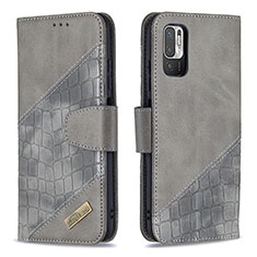 Funda de Cuero Cartera con Soporte Carcasa B03F para Xiaomi Redmi Note 11 SE 5G Gris Oscuro