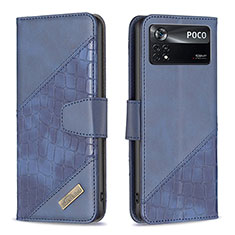 Funda de Cuero Cartera con Soporte Carcasa B03F para Xiaomi Redmi Note 11E Pro 5G Azul