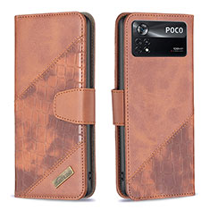 Funda de Cuero Cartera con Soporte Carcasa B03F para Xiaomi Redmi Note 11E Pro 5G Marron