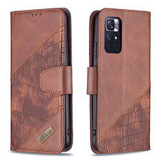 Funda de Cuero Cartera con Soporte Carcasa B03F para Xiaomi Redmi Note 11S 5G Marron