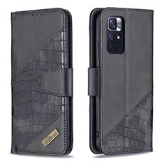 Funda de Cuero Cartera con Soporte Carcasa B03F para Xiaomi Redmi Note 11S 5G Negro