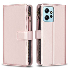 Funda de Cuero Cartera con Soporte Carcasa B03F para Xiaomi Redmi Note 12 4G Oro Rosa