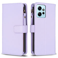 Funda de Cuero Cartera con Soporte Carcasa B03F para Xiaomi Redmi Note 12 4G Purpura Claro