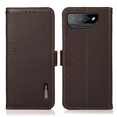 Funda de Cuero Cartera con Soporte Carcasa B03H para Asus ROG Phone 7 Pro Marron