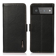 Funda de Cuero Cartera con Soporte Carcasa B03H para Google Pixel 6 5G Negro