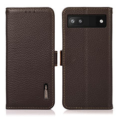 Funda de Cuero Cartera con Soporte Carcasa B03H para Google Pixel 6a 5G Marron