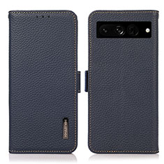 Funda de Cuero Cartera con Soporte Carcasa B03H para Google Pixel 7 Pro 5G Azul