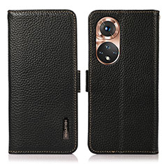 Funda de Cuero Cartera con Soporte Carcasa B03H para Huawei Honor 50 5G Negro