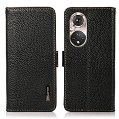 Funda de Cuero Cartera con Soporte Carcasa B03H para Huawei Honor 50 Pro 5G Negro