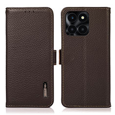 Funda de Cuero Cartera con Soporte Carcasa B03H para Huawei Honor X6a Marron