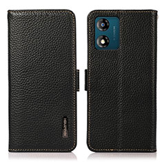 Funda de Cuero Cartera con Soporte Carcasa B03H para Motorola Moto E13 Negro