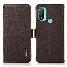 Funda de Cuero Cartera con Soporte Carcasa B03H para Motorola Moto E20 Marron