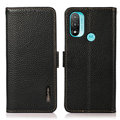 Funda de Cuero Cartera con Soporte Carcasa B03H para Motorola Moto E20 Negro